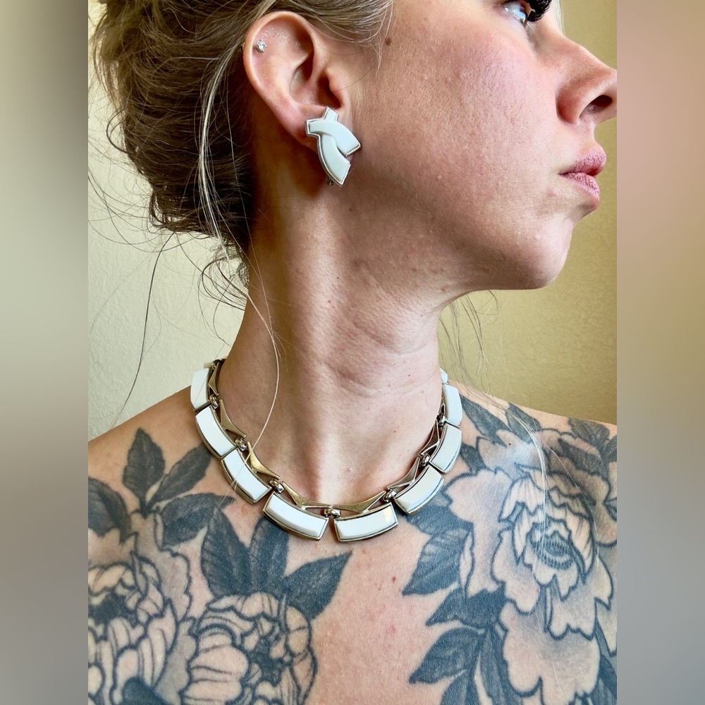 Vintage Midcentury Monet Necklace + Clip-On Earrings